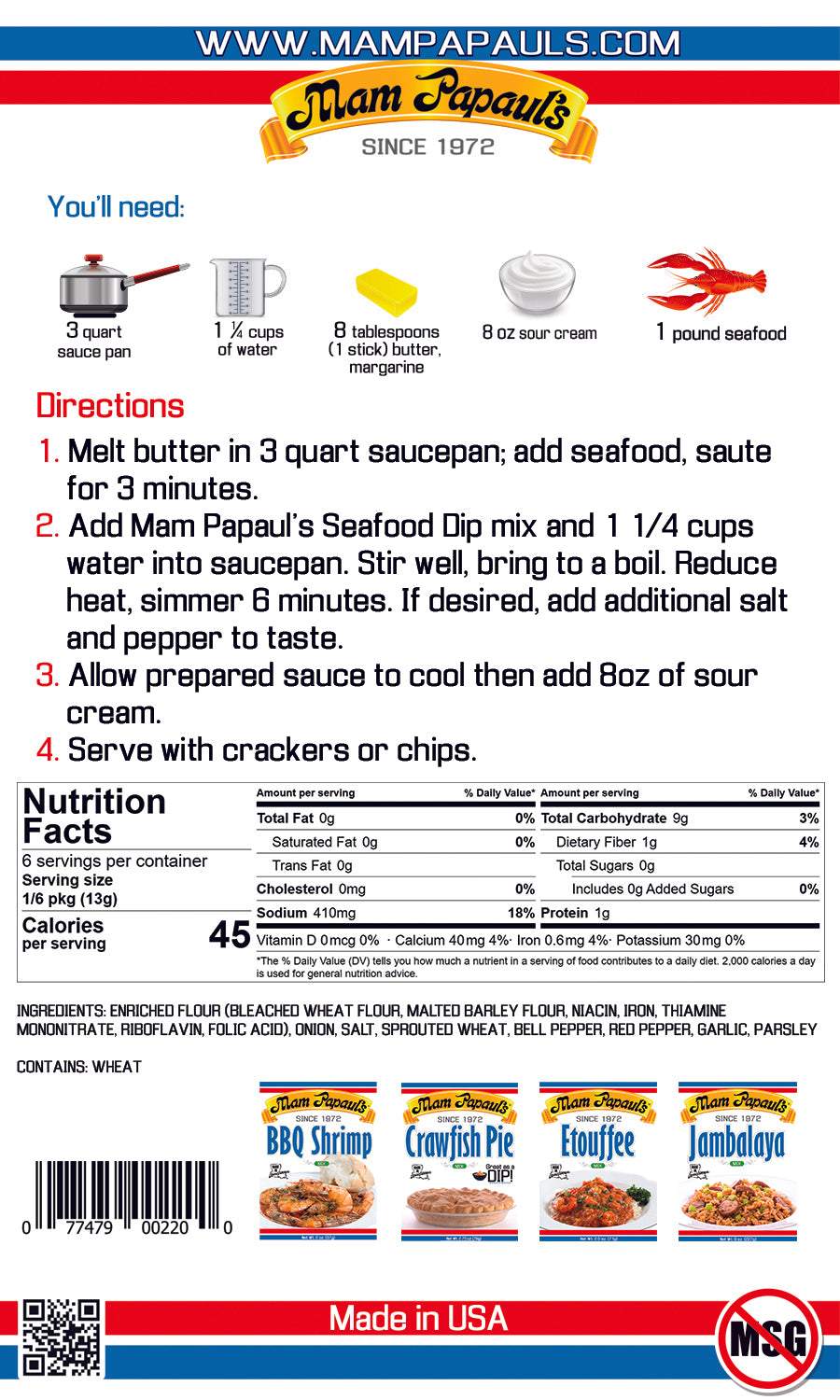 Seafood Dip Mix Eco Pack
